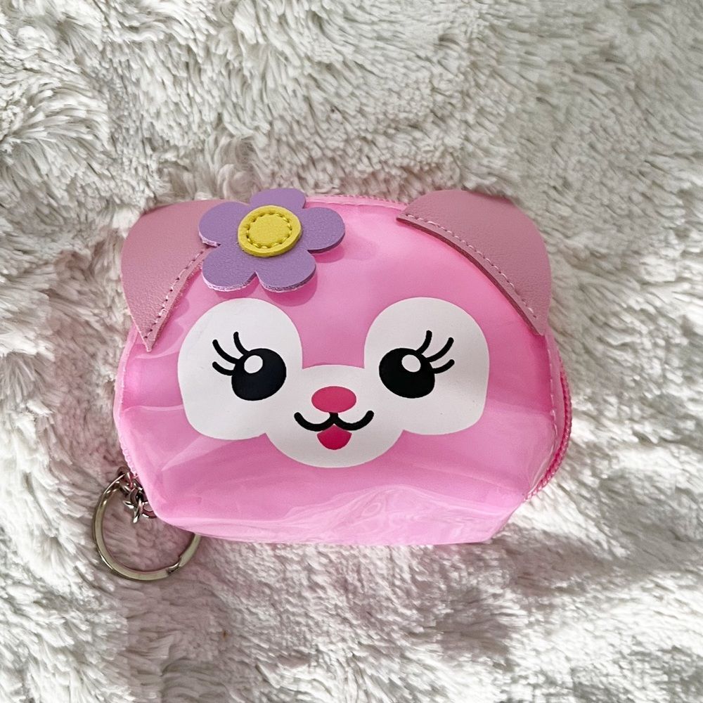 Pink Kitty Transparent Keychain Bag